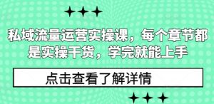 私域流量运营实操课，每个章节都是实操干货，学完就能上手-知识创作