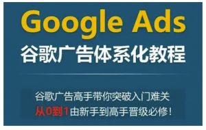Google Ads谷歌广告体系化教程，谷歌广告高手带你突破入门难关，从0到1由新手到高手晋级必修-知识创作