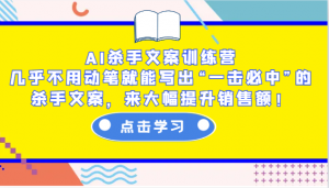 AI杀手文案训练营：几乎不用动笔就能写出“一击必中”的杀手文案，来大幅提升销售额！-知识创作