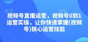 视频号直播运营，视频号0到1运营实操，让你快速掌握(视频号)核心运营技能-知识创作