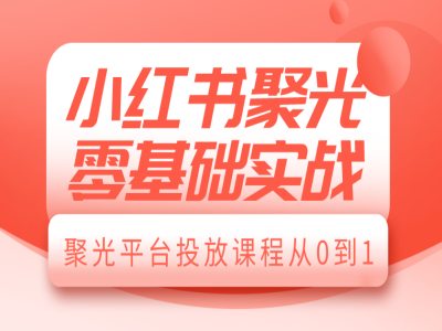 小红书聚光零基础实战，聚光平台投放课程从0到1-知识创作