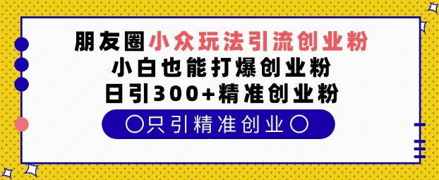 朋友圈小众玩法引流创业粉，小白也能打爆创业粉，日引300+精准创业粉【揭秘】-知识创作