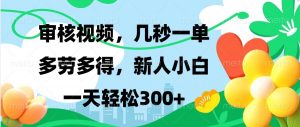 审核视频，几秒一单，多劳多得，新人小白一天轻松300+-知识创作