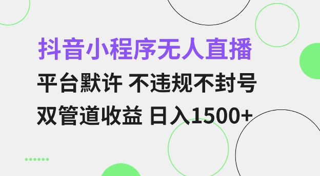 抖音小程序无人直播 平台默许 不违规不封号 双管道收益 日入多张 小白也能轻松操作【仅揭秘】-知识创作