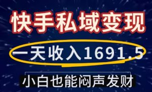 一天收入1691.5，快手私域变现，小白也能闷声发财-知识创作