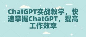 ChatGPT实战教学，快速掌握ChatGPT，提高工作效率-知识创作