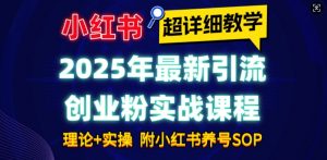 2025年最新小红书引流创业粉实战课程【超详细教学】小白轻松上手，月入1W+，附小红书养号SOP-知识创作