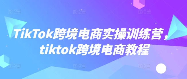 TikTok跨境电商实操训练营，tiktok跨境电商教程-知识创作