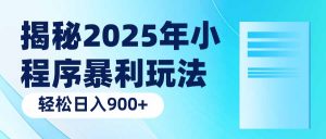 揭秘2025年小程序暴利玩法：轻松日入900+-知识创作
