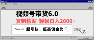 视频号带货6.0，轻松日入2000+，起号快，复制粘贴即可，超高佣金比-知识创作