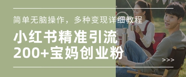 小红书混剪日引200+宝妈创业粉，简单无脑操作，多种变现详细教程-知识创作
