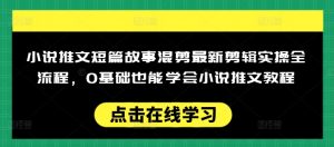 小说推文短篇故事混剪最新剪辑实操全流程，0基础也能学会小说推文教程，肯干多发日入多张-知识创作