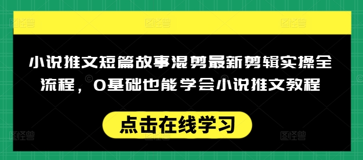 小说推文短篇故事混剪最新剪辑实操全流程，0基础也能学会小说推文教程，肯干多发日入多张-知识创作