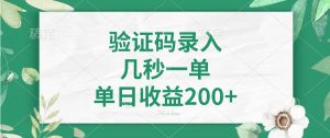 验证码录入，几秒一单，单日收益200+-知识创作