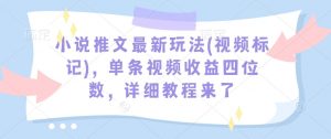 小说推文最新玩法(视频标记)，单条视频收益四位数，详细教程来了-知识创作