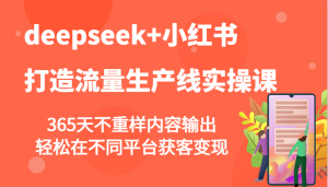 deepseek+小红书打造流量生产线实操课，365天不重样内容输出，轻松在不同平台获客变现-知识创作