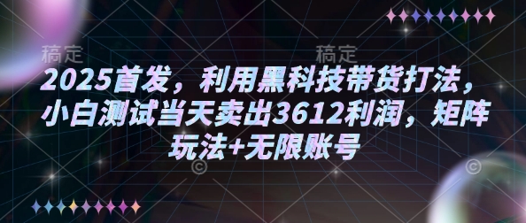 2025首发，利用黑科技带货打法，小白测试当天卖出3612利润，矩阵玩法+无限账号【揭秘】-知识创作