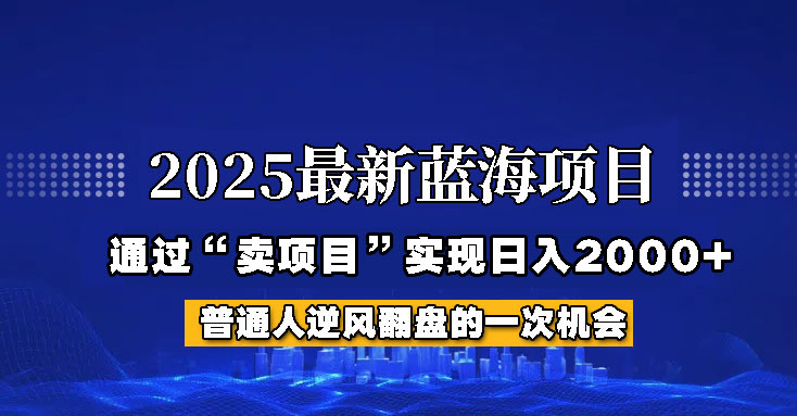 2025年蓝海项目，如何通过“网创项目”日入2000+-知识创作