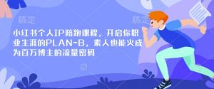 小红书个人IP陪跑课程，开启你职业生涯的PLAN-B，素人也能火成为百万博主的流量密码-知识创作