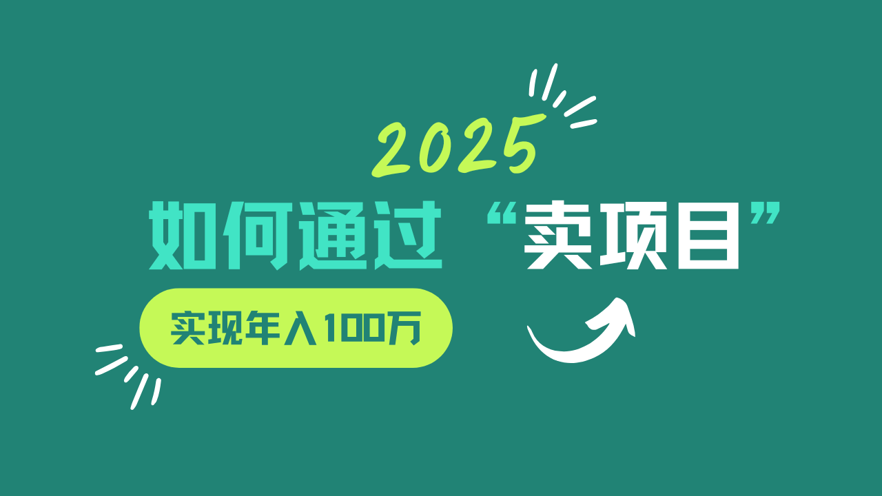 2025年如何通过“卖项目”实现年入100w-知识创作
