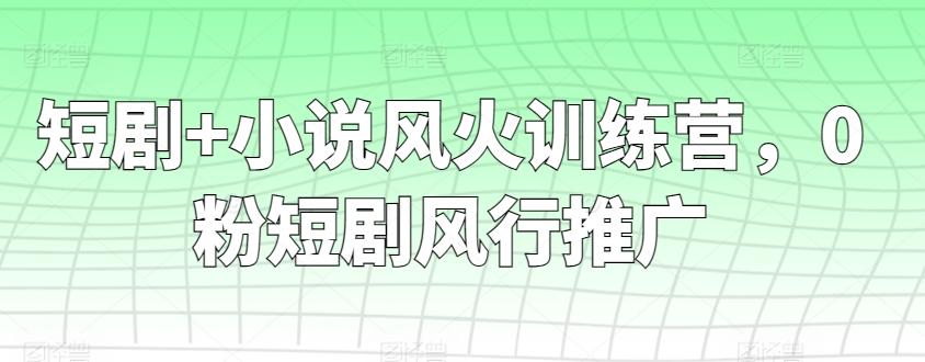 短剧+小说风火训练营，0粉短剧风行推广-知识创作