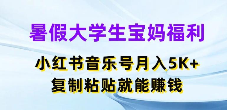 暑假大学生宝妈福利，小红书音乐号月入5000+，复制粘贴就能赚钱【揭秘】-知识创作