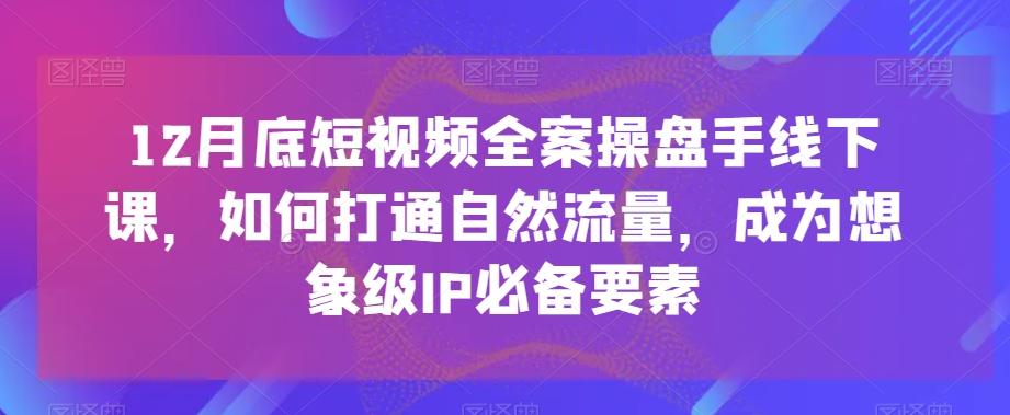 12月底短视频全案操盘手线下课，如何打通自然流量，成为想象级IP必备要素-知识创作