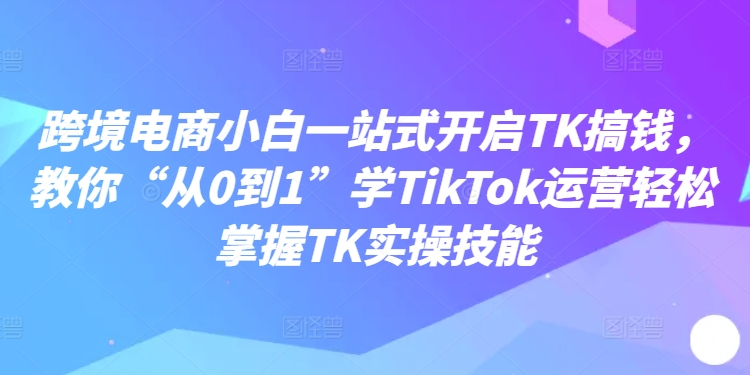 跨境电商小白一站式开启TK搞钱，教你“从0到1”学TikTok运营轻松掌握TK实操技能-知识创作