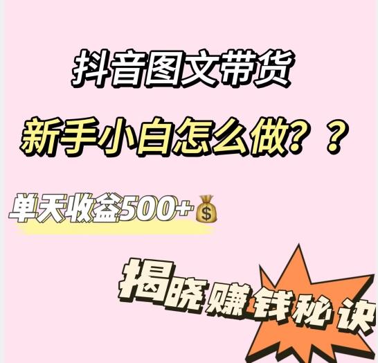 抖音图文带货，新手小白怎么做？单天收益500+【揭秘赚钱秘诀】-知识创作