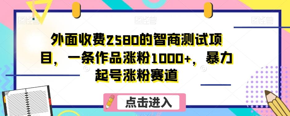 外面收费2580的智商测试项目，一条作品涨粉1000+，暴力起号涨粉赛道【揭秘】-知识创作