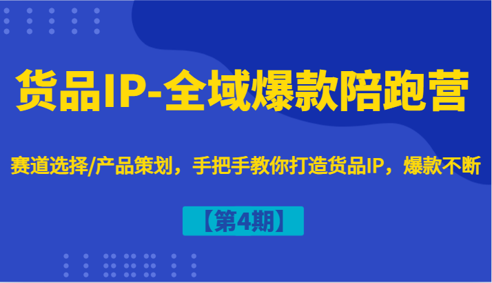 货品IP-全域爆款陪跑营【第4期】赛道选择/产品策划，手把手教你打造货品IP，爆款不断-知识创作
