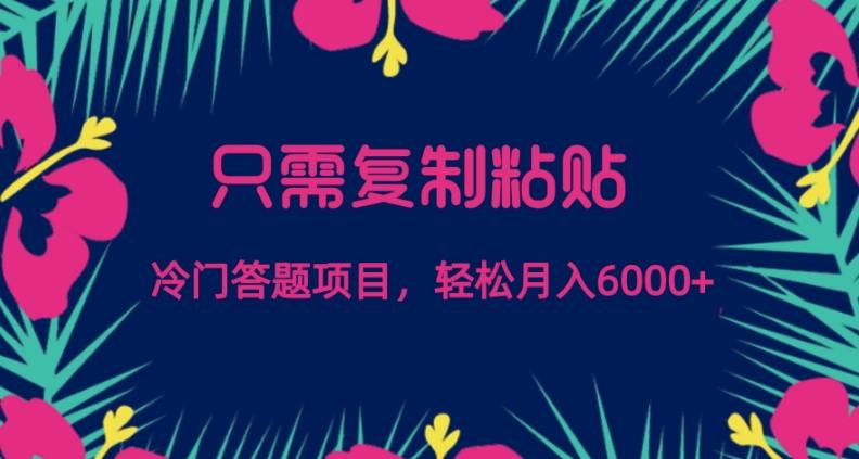 只需复制粘贴，冷门答题项目，轻松月入6000-知识创作