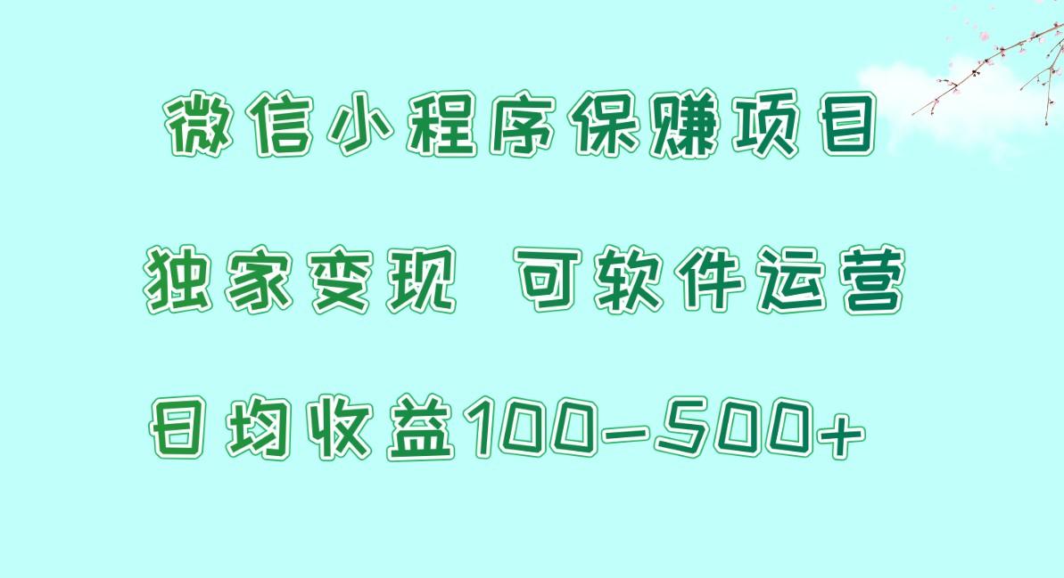 微信小程序保赚项目，日均收益100~500+，独家变现，可软件运营-知识创作