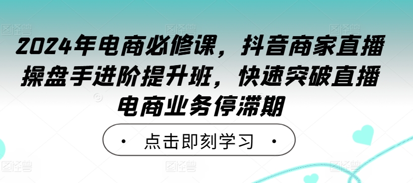 2024年电商必修课，抖音商家直播操盘手进阶提升班，快速突破直播电商业务停滞期-知识创作