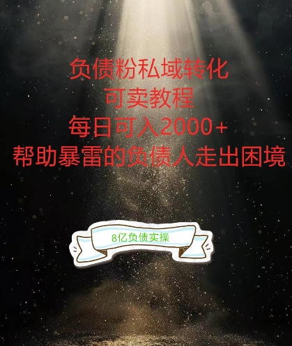 负债粉掘金计划，帮助负债者解决问题，债务规划，债务重组，最好的变现方式【揭秘】-知识创作
