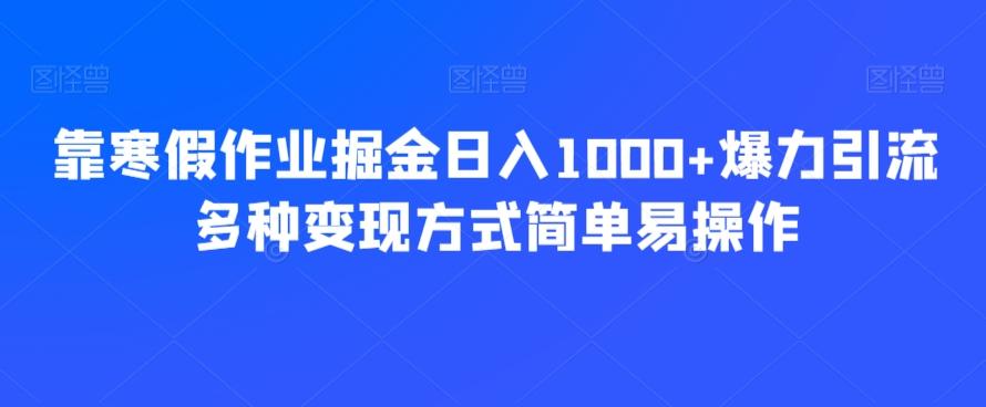 靠寒假作业掘金日入1000+爆力引流多种变现方式简单易操作-知识创作