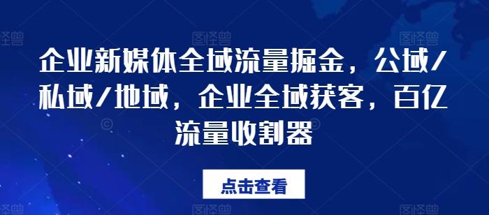 企业新媒体全域流量掘金，公域/私域/地域，企业全域获客，百亿流量收割器-知识创作
