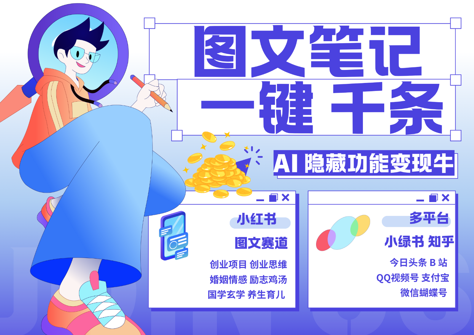 1键生成数千条图文 创业国学 秒生笔记 小红书小绿书图文 轻松引流 变现30000+-知识创作