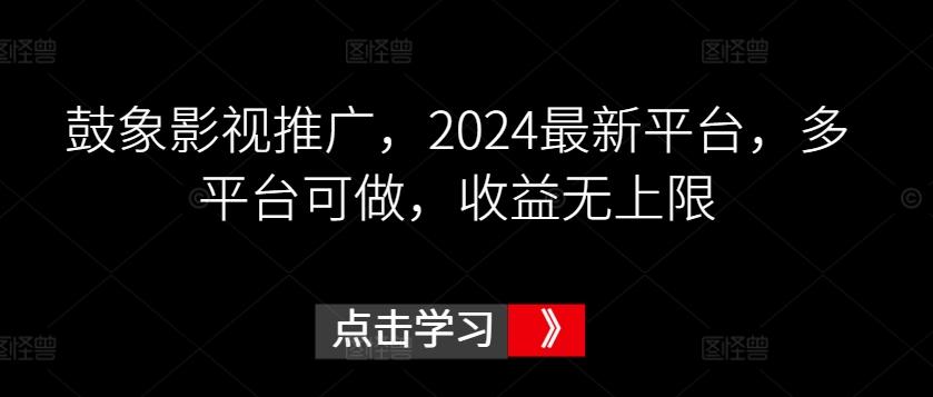 鼓象影视推广，2024最新平台，多平台可做，收益无上限【揭秘】-知识创作