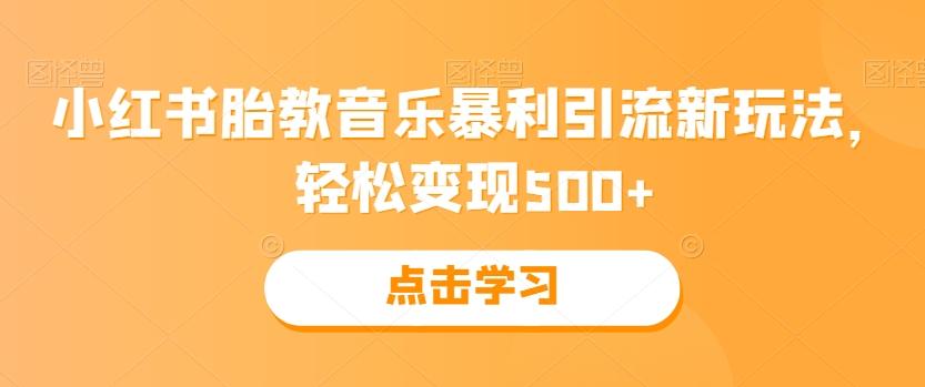 小红书胎教音乐暴利引流新玩法，轻松变现500+-知识创作