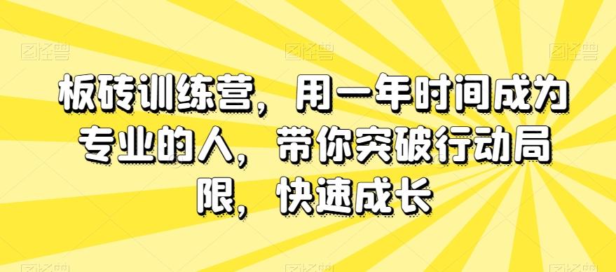 板砖训练营，用一年时间成为专业的人，带你突破行动局限，快速成长-知识创作