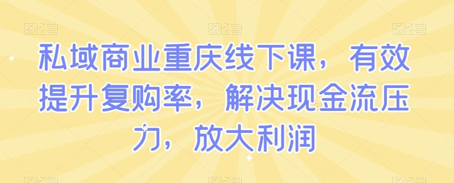 私域商业重庆线下课，有效提升复购率，解决现金流压力，放大利润-知识创作