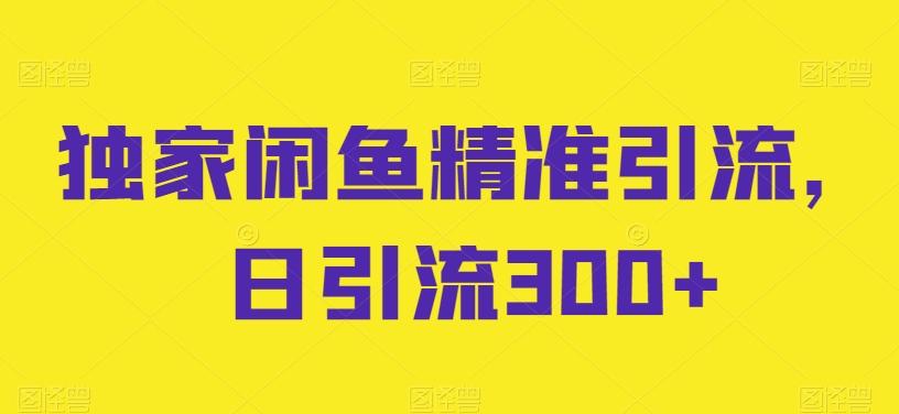 独家闲鱼精准引流，日引流300+【揭秘】-知识创作