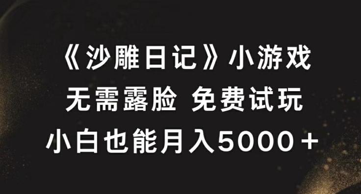 《沙雕日记》小游戏，无需露脸免费试玩，小白也能月入5000+【揭秘】-知识创作