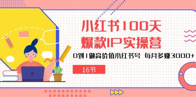 小红书100天-爆款IP实操营，0到1做高价值小红书号 每月多赚3000+(16节-知识创作