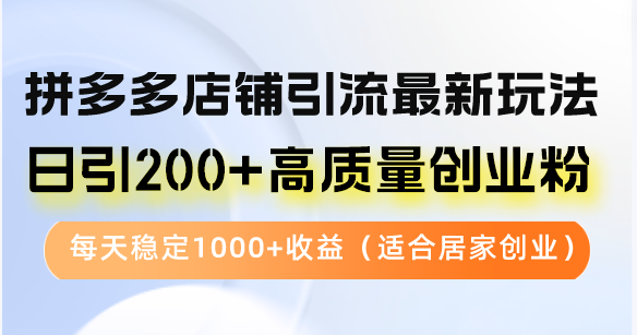 拼多多店铺引流最新玩法，日引200+高质量创业粉，每天稳定1000+收益(…-知识创作