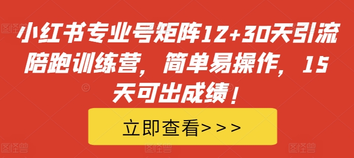 小红书专业号矩阵12+30天引流陪跑训练营，简单易操作，15天可出成绩!-知识创作
