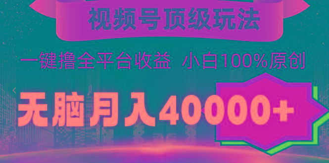 (9281期)视频号顶级玩法，无脑月入40000+，一键撸全平台收益，纯小白也能100%原创-知识创作