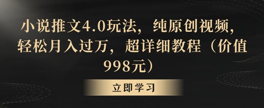 小说推文4.0玩法，纯原创视频，轻松月入过万，超详细教程(价值998元)【揭秘】-知识创作