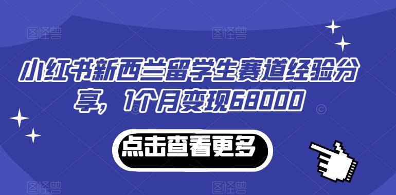 小红书新西兰留学生赛道经验分享，1个月变现68000【揭秘】-知识创作